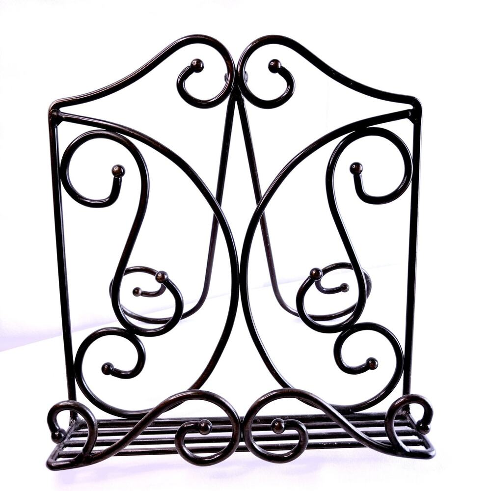 Metal Coated Iron Book Stand Holder For Cookbook Plate Bible Catalogs 10”x11”